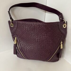 B Makowsky Plum Color Genuine Leather Bag